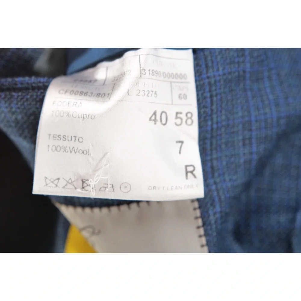 Canali Kei Blazer Sport Coat Mens 44R Blue Plaid Unstructured Patch Pocket Wool